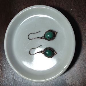 Green and bronze earrings